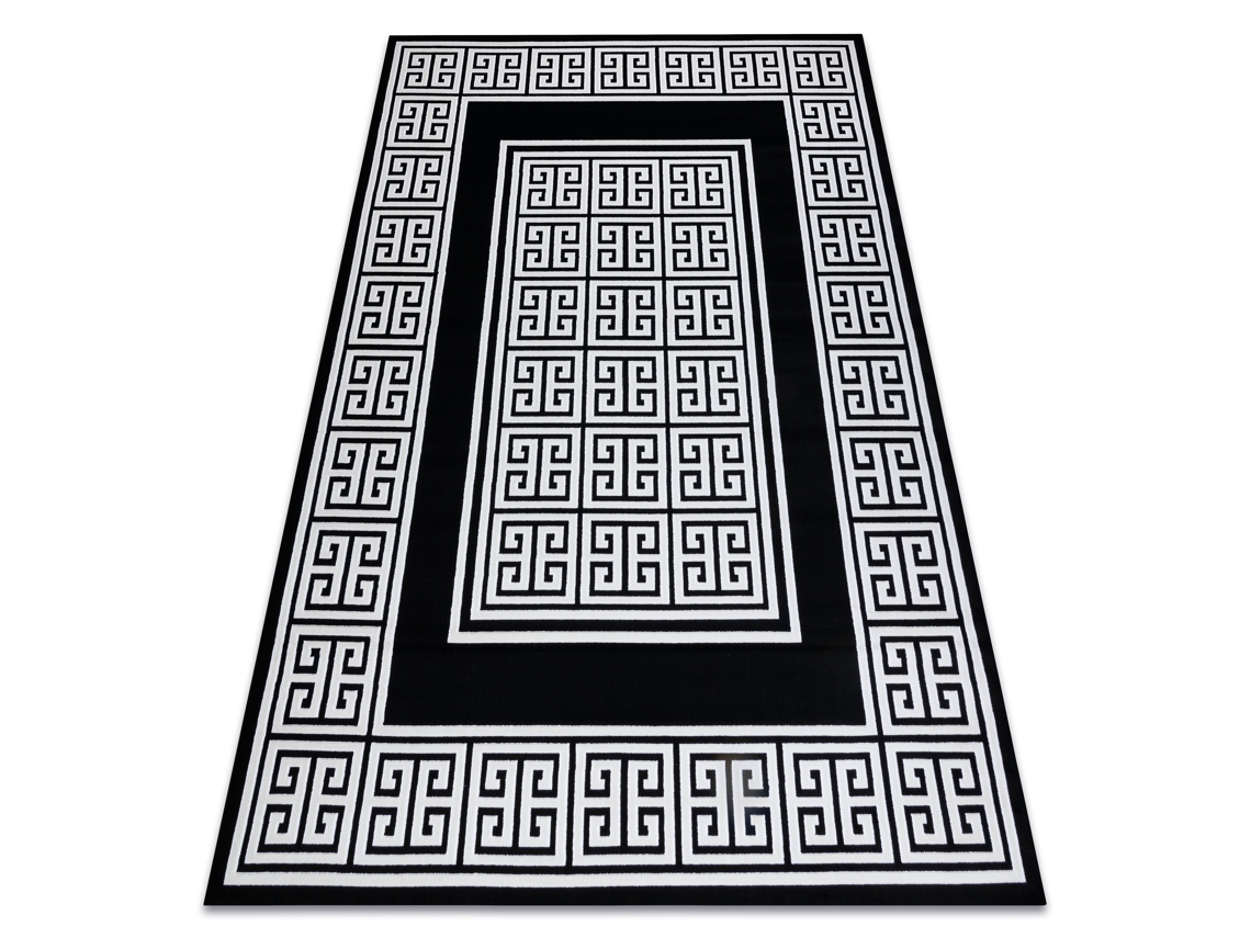 Alfombra Gloss Moderno 6776 85 Elegante, Marco, Griego Negro/Marfil (200 x 290 cm)