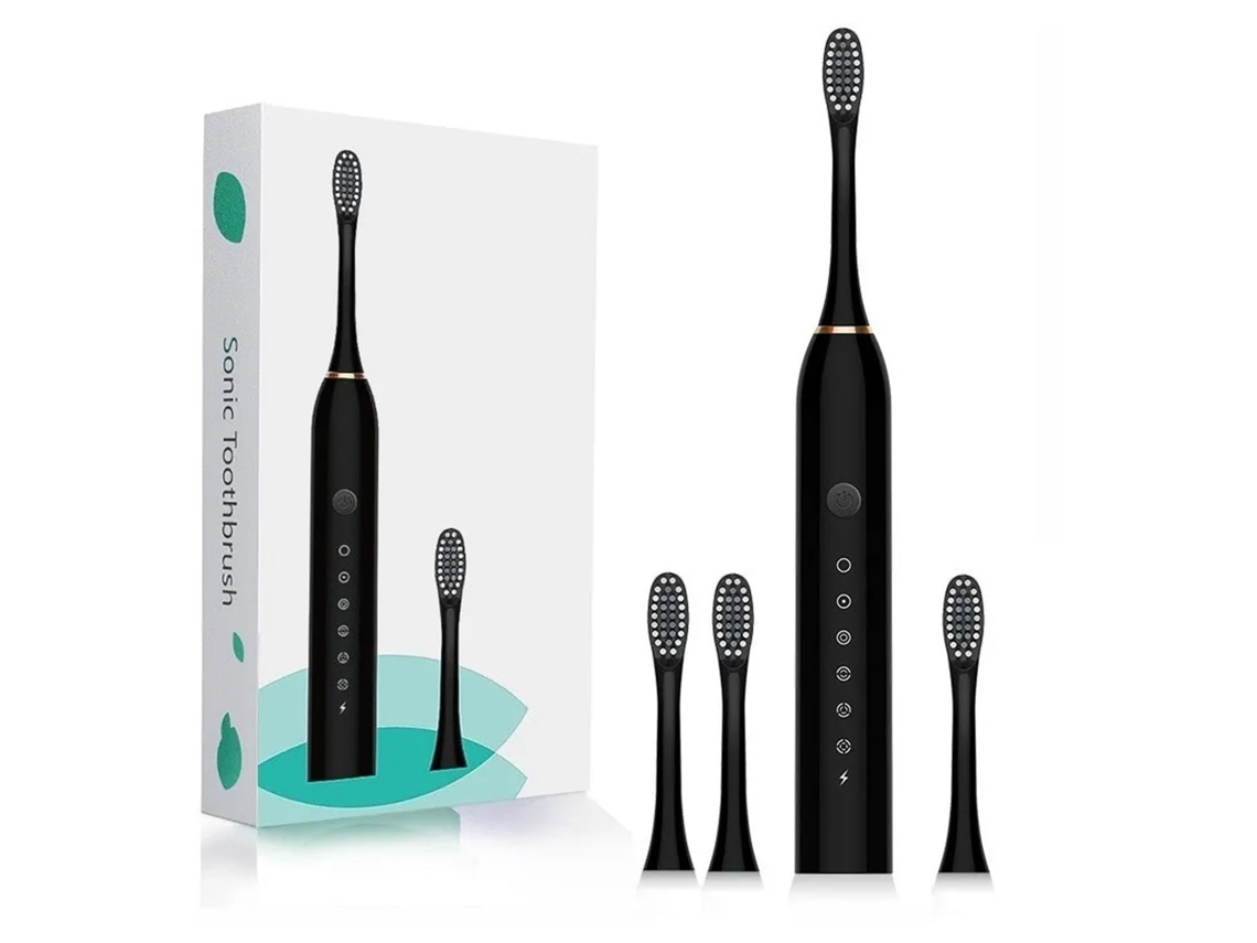 Cepillo de dientes eléctrico con 6 modos, recargable por USB, con luz indicadora, IPX7, impermeable, portátil para el hogar.