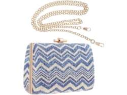 Bolso de hombro azul de paja para mujer, resistente a los daños y bien organizado.