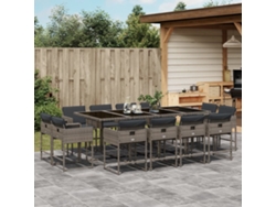Juego de comedor de jardín de 13 piezas con cojines de mimbre gris de DKD Home Decor