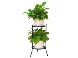 Hierro Macetas Soporte para plantas con doble cubierta metálica Repisa para plantas de interior y exterior