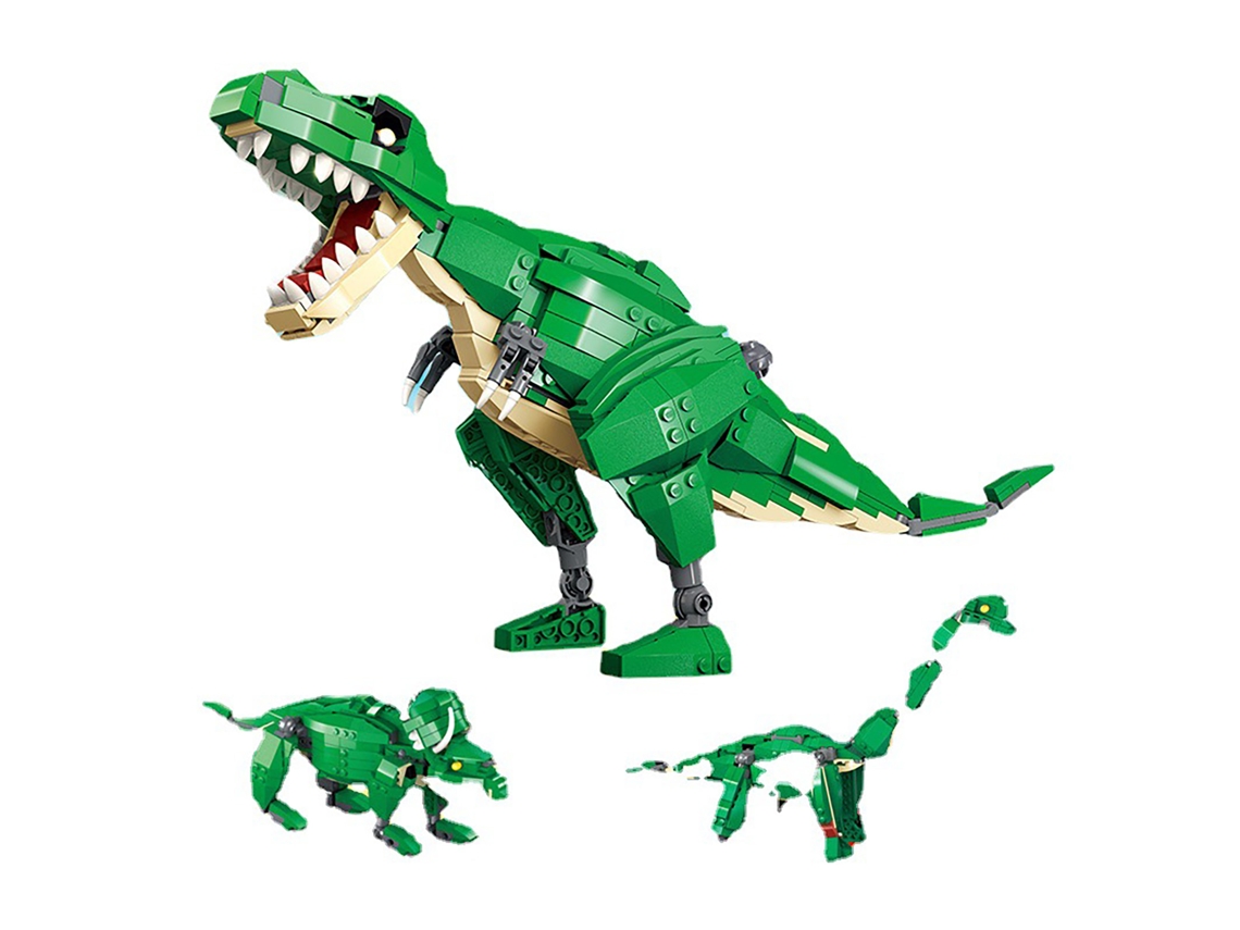 Kit De Bloques De Juguete De Dinosaurios 3 En 1, Kit Educativo De Plástico Para Niños