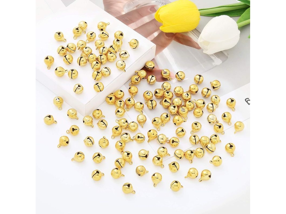 120 Campanitas Pequeñas De Metal Dorado Para Decoración Navideña, Accesorio Para Manualidades.
