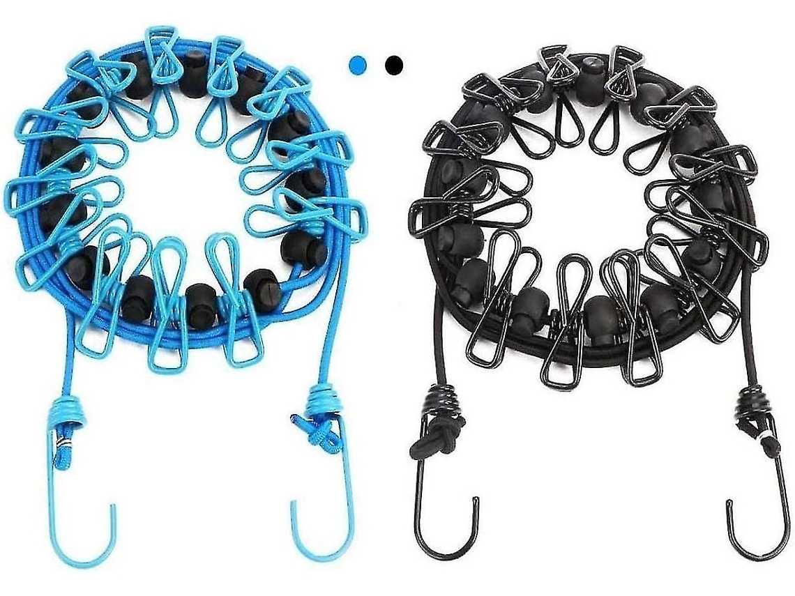 Línea De Secado Para Camping De 2 Paquetes Con 12 Pinzas Portátil Accesorio Para Viaje Outdoor Secador De Ropa