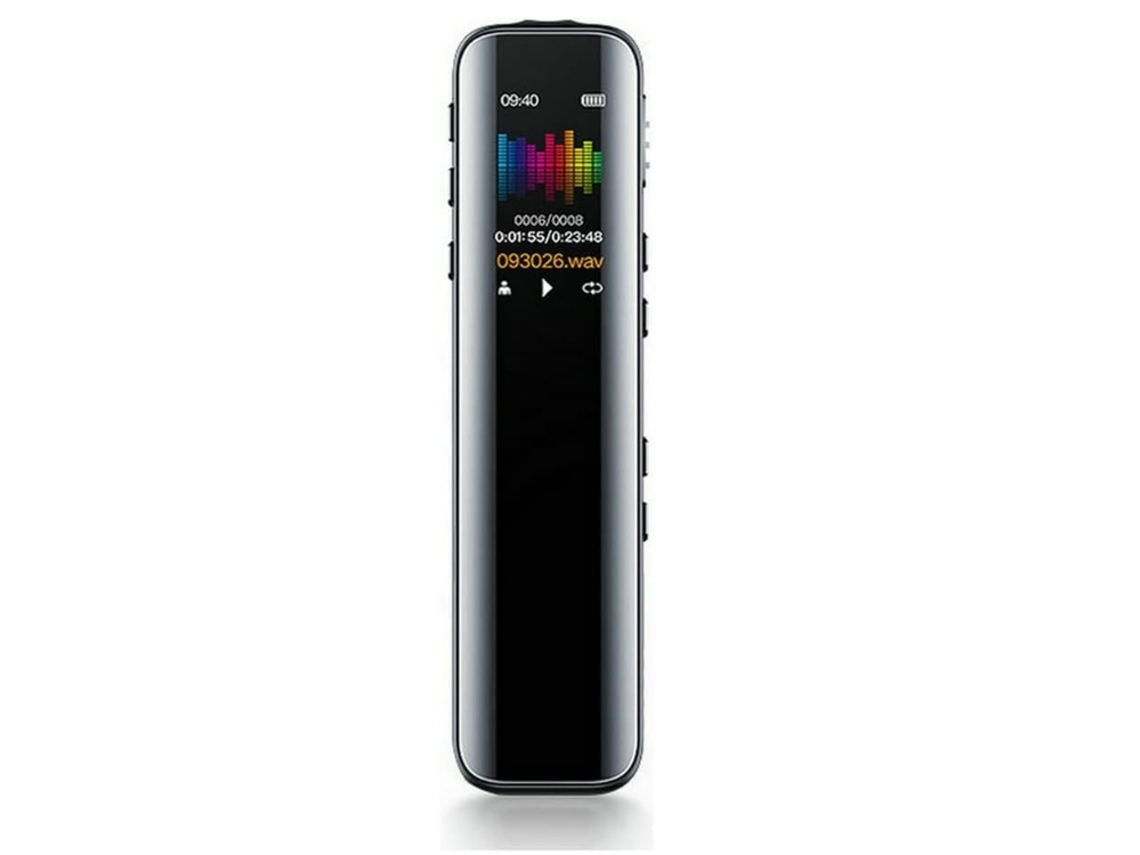 YEMAESRE Mini Grabadora de Audio 8Gb Reproductor de Música Mp3 Audio Control por Voz Negro