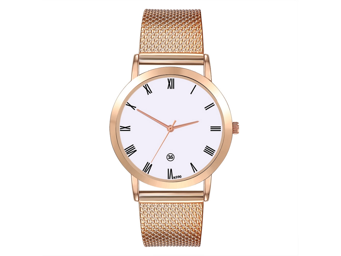 Reloj De Pulsera Para Hombre De Cuarzo Con Correa De Pvc, Dial Redondo, Oro Rosa, Fashion