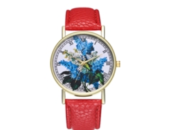 Reloj De Cuero Retro Estilo Moda De Quartzo Para Niños Hombres Mujeres T51-a Rojo