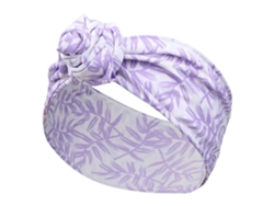 Turbante estilo diadema de algodón con estampado de hojas tropicales, morado, AVIZAR