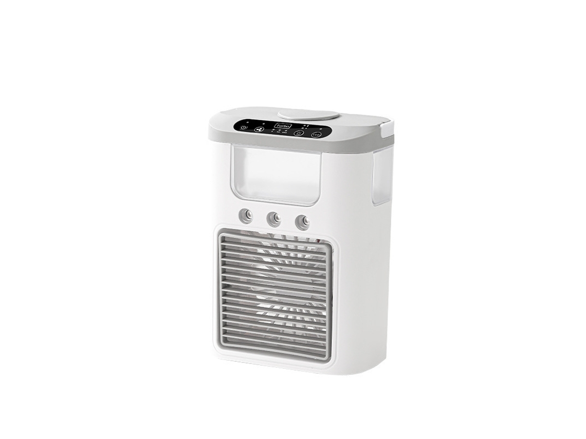 Ventilador portátil Digitallab con carga USB, humidificador, refrigeración y ajuste de viento de tres velocidades (gris)