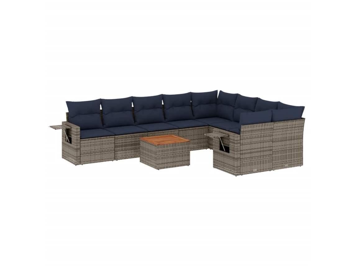 Maison Exclusive - Conjunto De Sofá De Jardín De 10 Piezas Con Cojines, Poliratán Gris