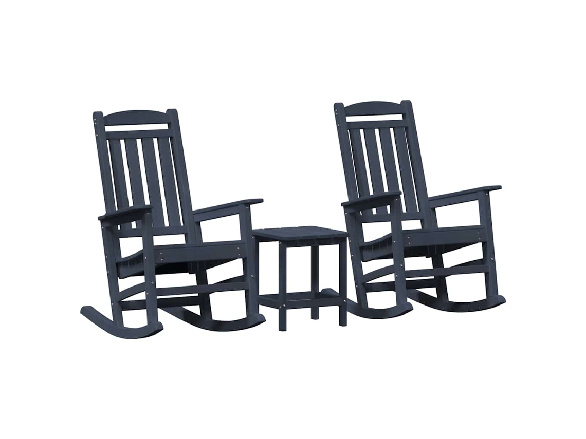 Maison Exclusive - Mecedora 3 Pcs Azul Marino Polietileno