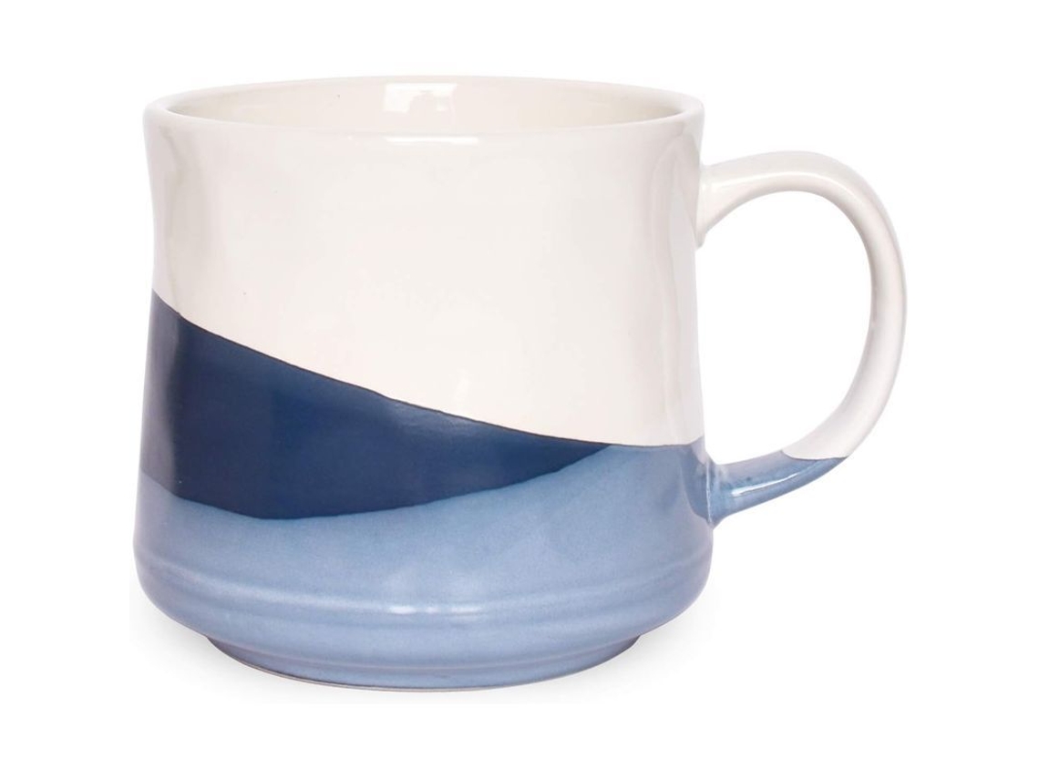 2026-40481-taza De Café De Loza Grande 21 Oz Para Oficina Y Hogar, Lavavajillas Y Microondas Segura, Diseño Geométrico-azul