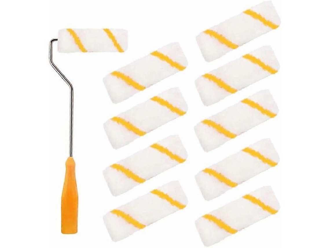 Juego de 10 rodillos de pintura de 10 cm con soporte de 30 cm para decoración del hogar.