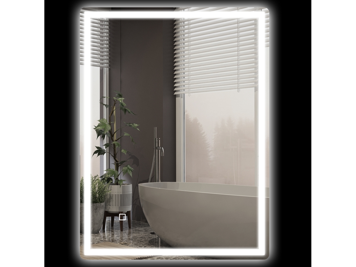 Espejo de baño LED con protección antimanchas, 60 x 80 cm, blanco