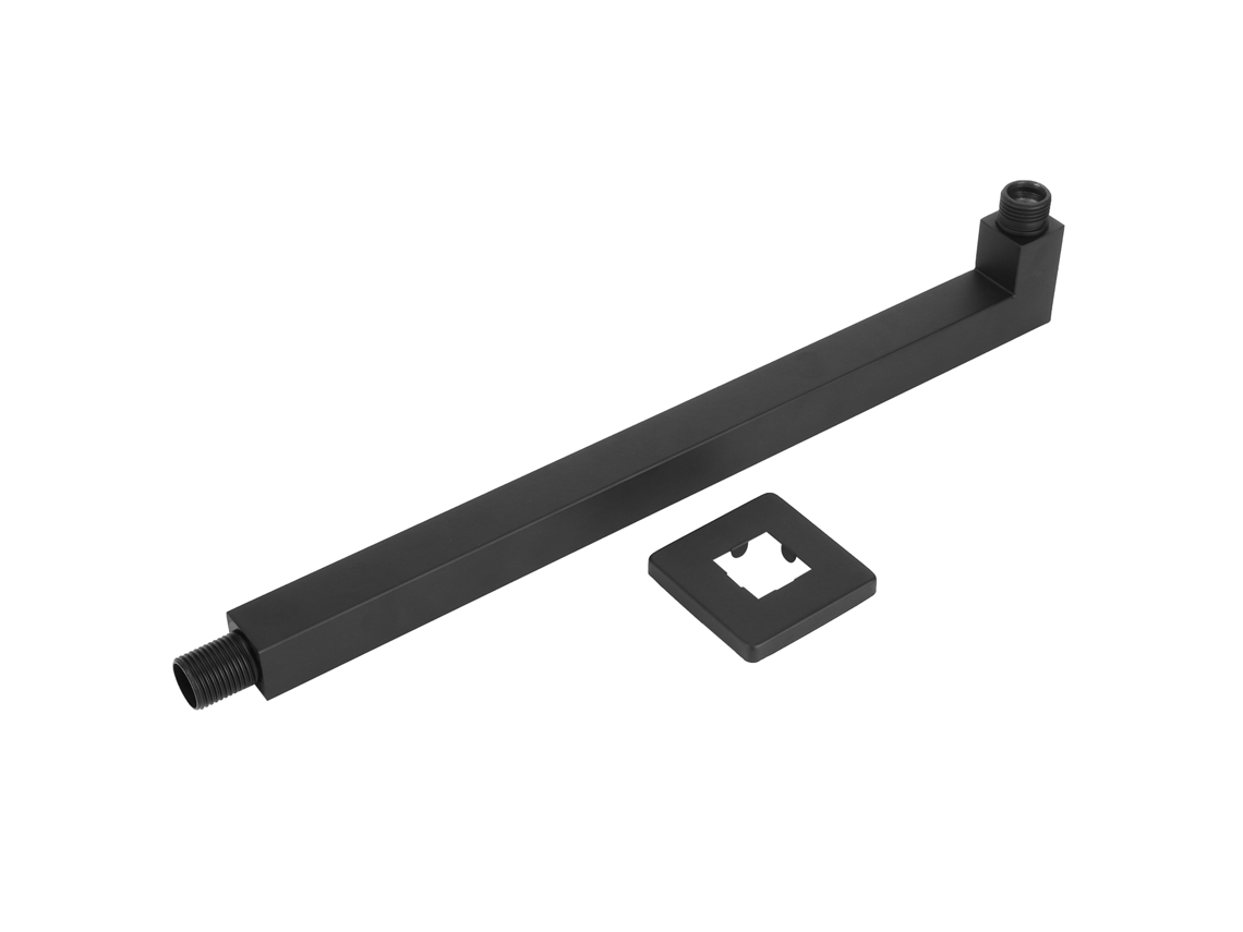 Brazo de extensión de ducha de acero inoxidable con roseta G1/2 negro
