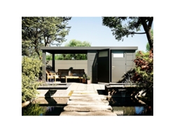 Caseta de Jardin metálica NH7 con Apoyo abierto grande a la izquierda | Antracita | (298 x 238) + (284 x 238) - NOVO HABITAT