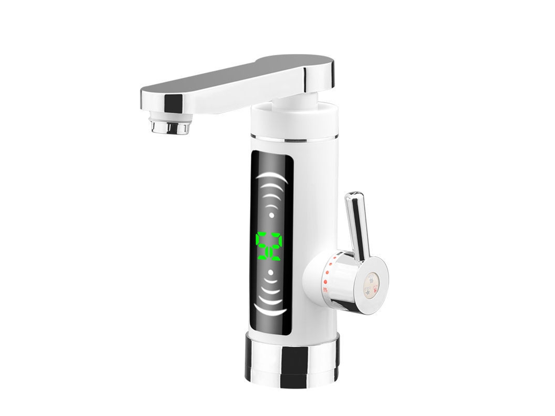 Calentador de agua eléctrico instantáneo para grifo de cocina Eifson, giratorio 360° con pantalla LED, 3000 W (blanco)