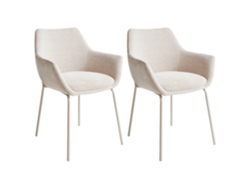 Sillas Tapizadas Con Reposabrazos Beliani Bowdon De Chenilla Beige 59x51x81