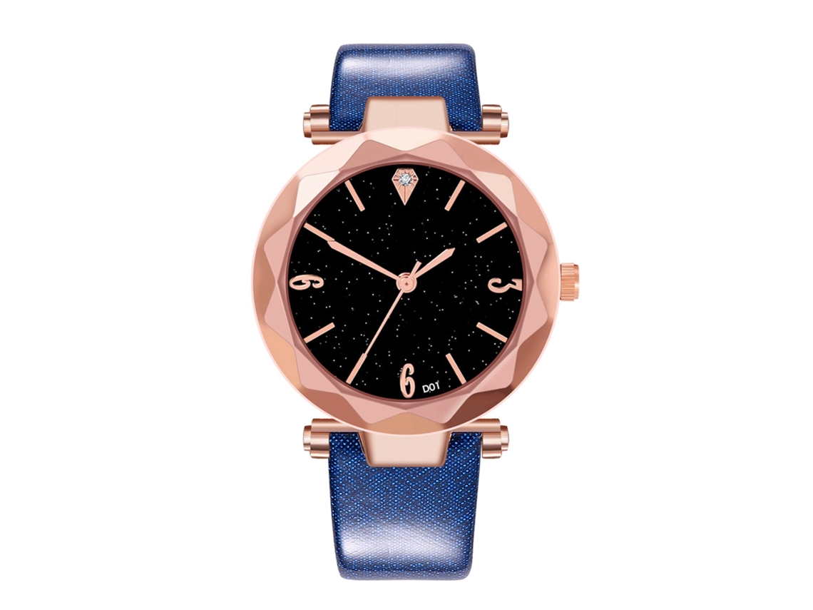 Reloj De Pulsera Unisex Sencillo De Cuarzo Con Correa De Piel Sintética Azul.