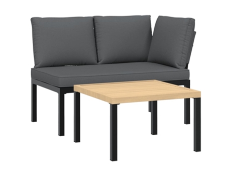 Conjunto 2 de sofás de jardín con cojines VIDAXL aluminio negro