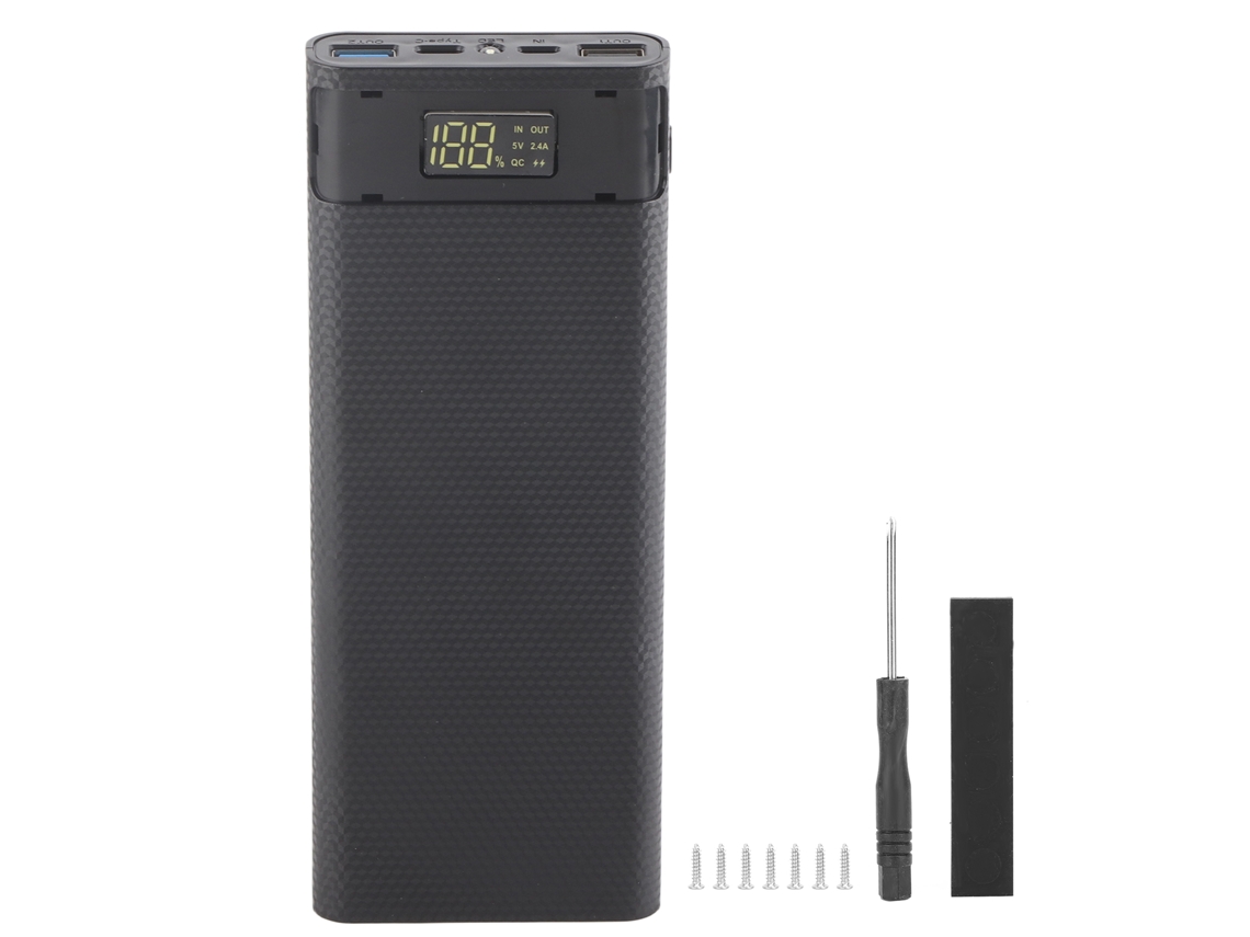 Shell De Power Bank Diy Quick Charge Kit Abs Com Suporte Para 8 Baterias 18650 Preto