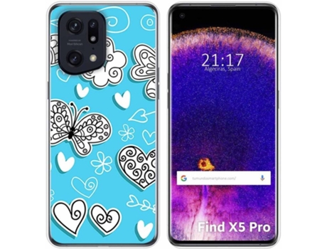 Carcasa para Oppo Find X5 Pro 5G TUMUNDOSMARTPHONE Dibujos Mariposas Multicolor