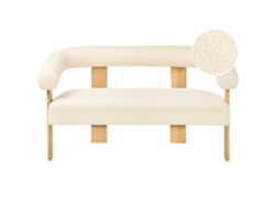 Sofá Beliani Ilbro 2 Plazas Bouclé Blanco 138x68x76