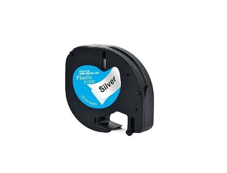 Etiqueta Compatible Dymo Letratag S0721730 12 mm x 4 m 91208 - Negro