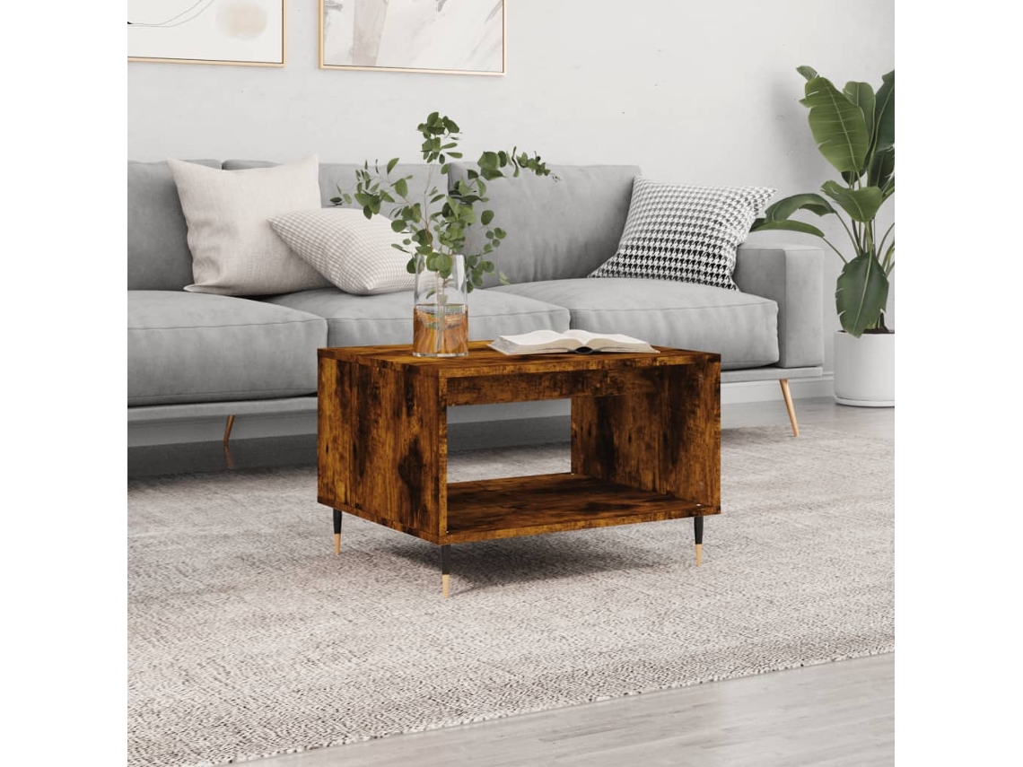 Mesa De Centro | Mesa De Café | Mesa De Salón Madera De Ingeniería Roble Ahumado 60x50x40 Cm