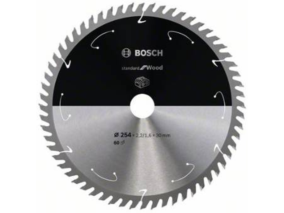 Disco de Sierra Circular BOSCH Standard para Madera Para Sierras a Batería 254x2.2/1.6x30 T60 para Sierras Bancada