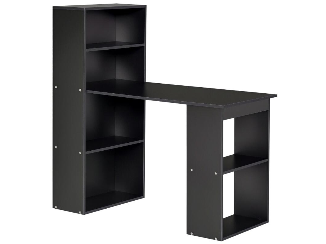 Escritorio de ordenador 120x55x120 cm con 6 estantes abiertos, mesa para estudio o trabajo, color negro Bga Store