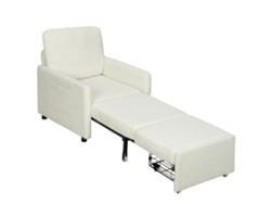 Poltrona Conversível De 1 Lugar (poltrona-cama) Com Compartimento De Armazenamento Oculto, Assento Amplo E Acolchoado, 72 X 85,5 X 91 Cm, Creme