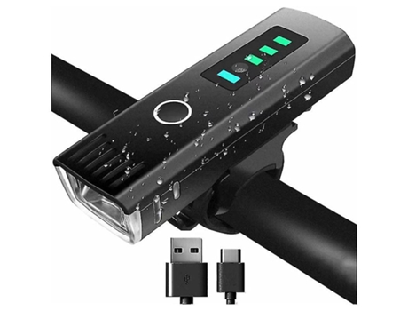 Lámpara de bicicleta recargable por USB, faro delantero B (negro) VEANXIN