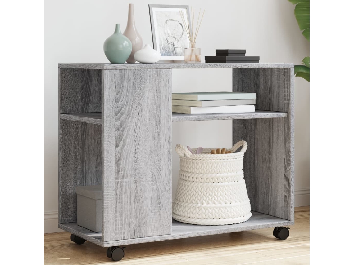 Mesa auxiliar | Mesa auxiliar | Mesa de comedor con ruedas, derivados de madera, gris, Sonoma