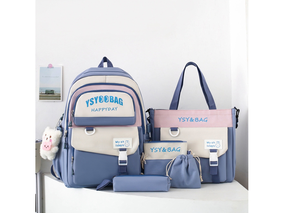 Juego de cinco mochilas azules de gran capacidad