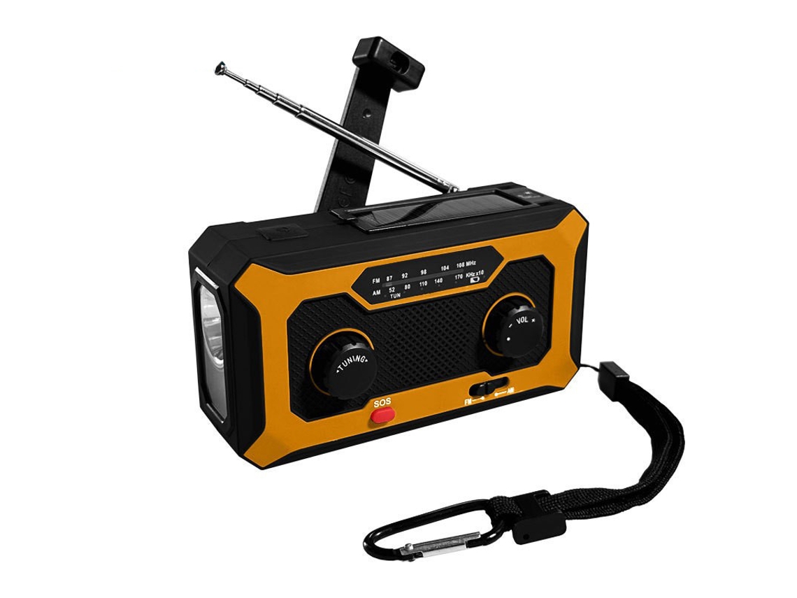 Radio solar de emergencia de 4000 mAh, generador de manivela multifuncional con linterna Cuich (naranja)