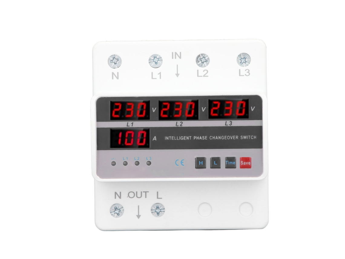 Yncm2026-interruptor De Transferencia De Tensión Trifásico 100a Ac220v Montaje En Rail Din Protección De Voltaje Y Corriente