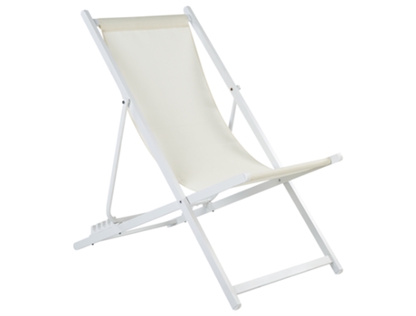 Silla de jardín plegable beige y blanca BELIANI Locri ii