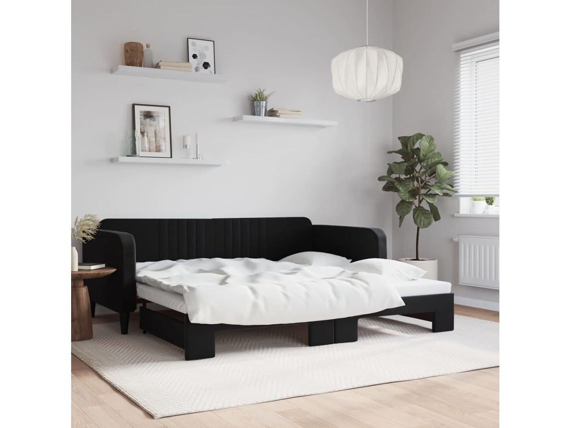 Sofá Cama Nido Terciopelo Negro 100x200 Cm