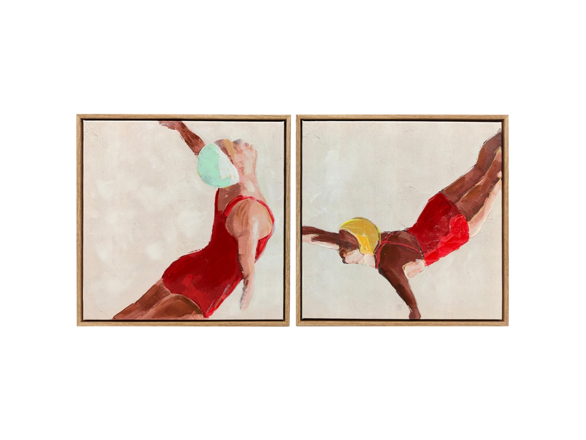 Lienzos Pintados A Mano, 2 Piezas, 40x40cm, Rojos, Para Decoración.