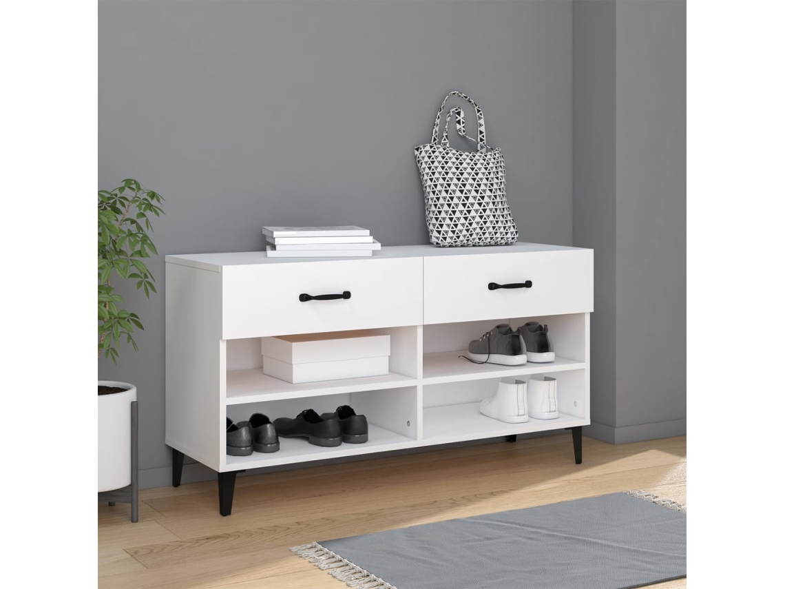 Zapatero Organizador en Derivados de Madera Blanco 102X35X55 Cm
