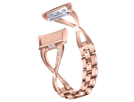 Correa de aleación de zinc aleación de zinc forma de x con diamante para Samsung Gear Fit2 - oro rosa