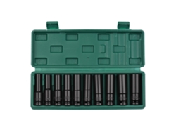 Set De Tuercas De Impacto Profundo 1/2 Pulgada 10 Piezas Métricas 8-19mm Material Cr-v Con Caja De Almacenamiento