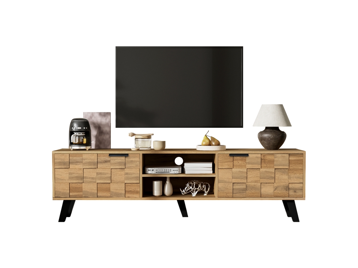 Mueble Para Tv De 160 Cm, 2 Puertas, 2 Compartimentos Abiertos.