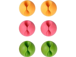 Clips Para Cables De Escritorio, 6 Unidades, Amarillo/verde/rosa, Material De Goma, Organizador De Cables Para Ordenadores, Cables De Alimentación Y De Carga.