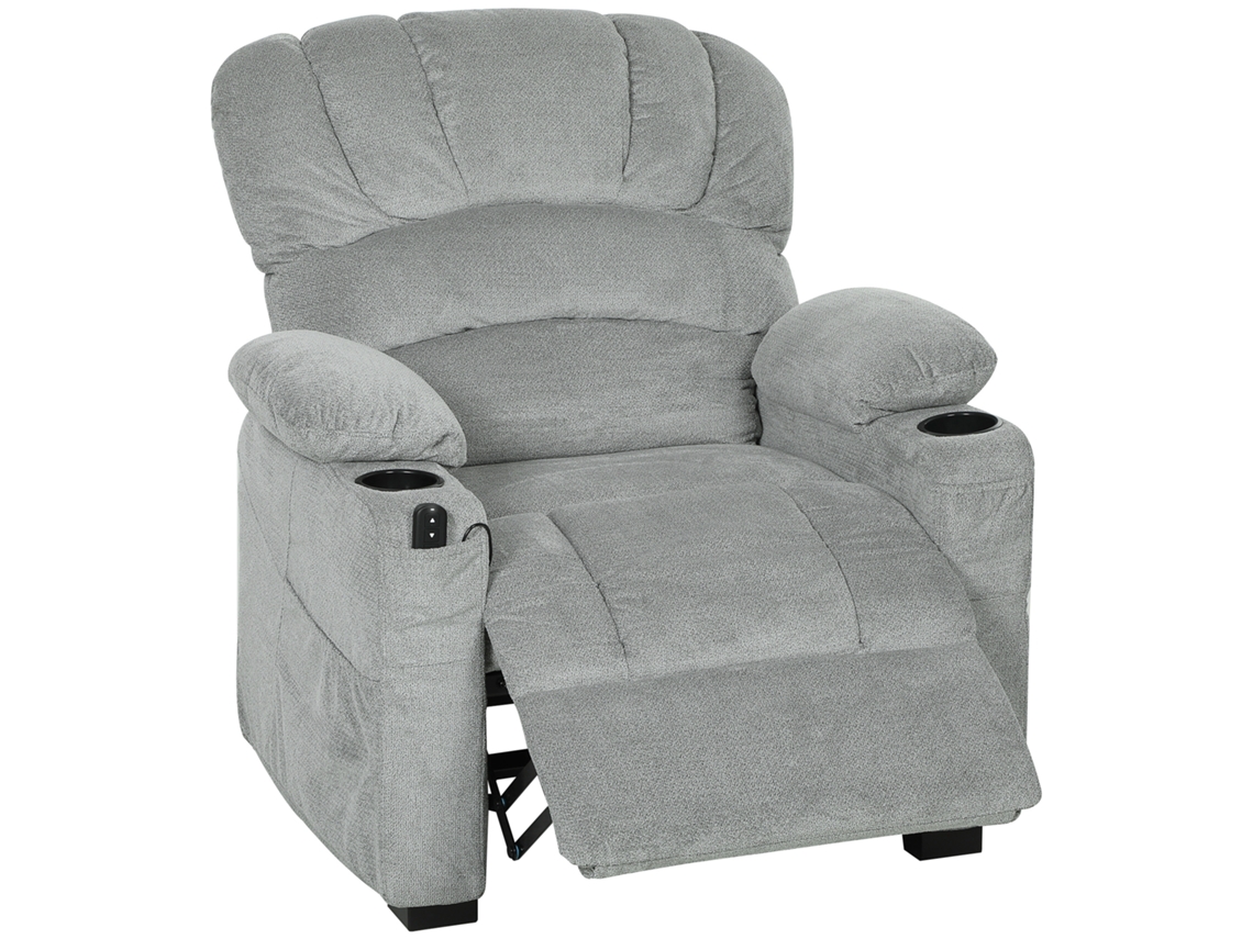 Sillón Relax Reclinable Eléctrico Silencioso Con Función Memoria Reposapiés Mando A Distancia Bolsillo Lateral Gris