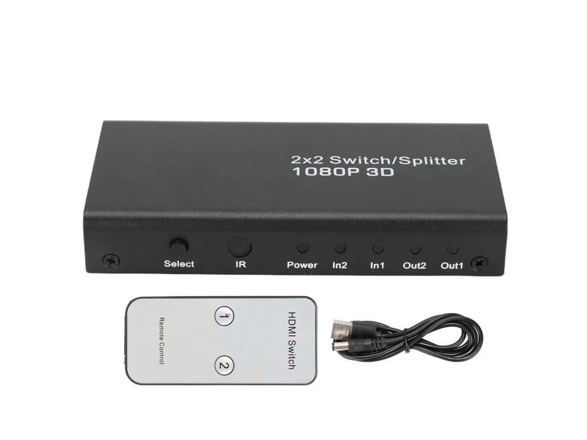 Conmutador De Interfaz Multimedia Hd Con 2 Entradas Y 2 Salidas, Divisor De Vídeo 1080p A 60 Hz Para Televisores Y Consolas De Videojuegos.