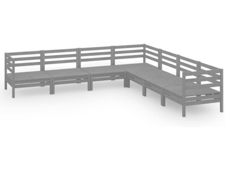 Conjunto 7 de muebles de jardín VIDAXL madera maciza de pino gris