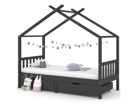 MAISON EXCLUSIVE - Estructura de cama infantil y cajones madera pino gris 90x200cm