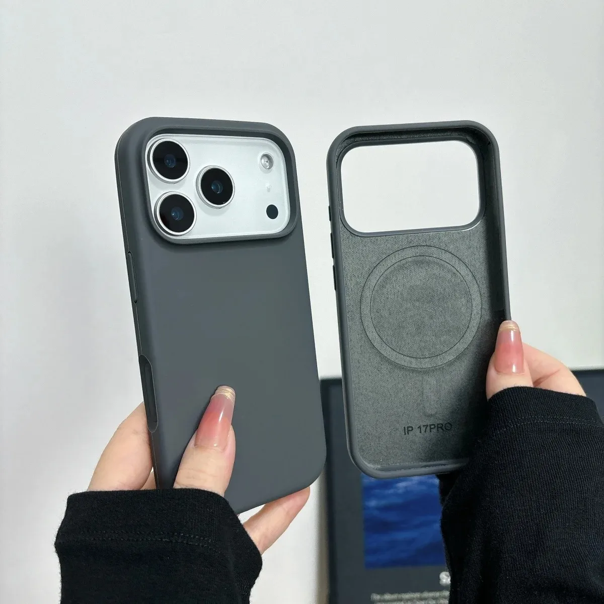 (gris Oscuro Iphone 16) Funda Original De Silicona Líquida Magsafe Para Iphone